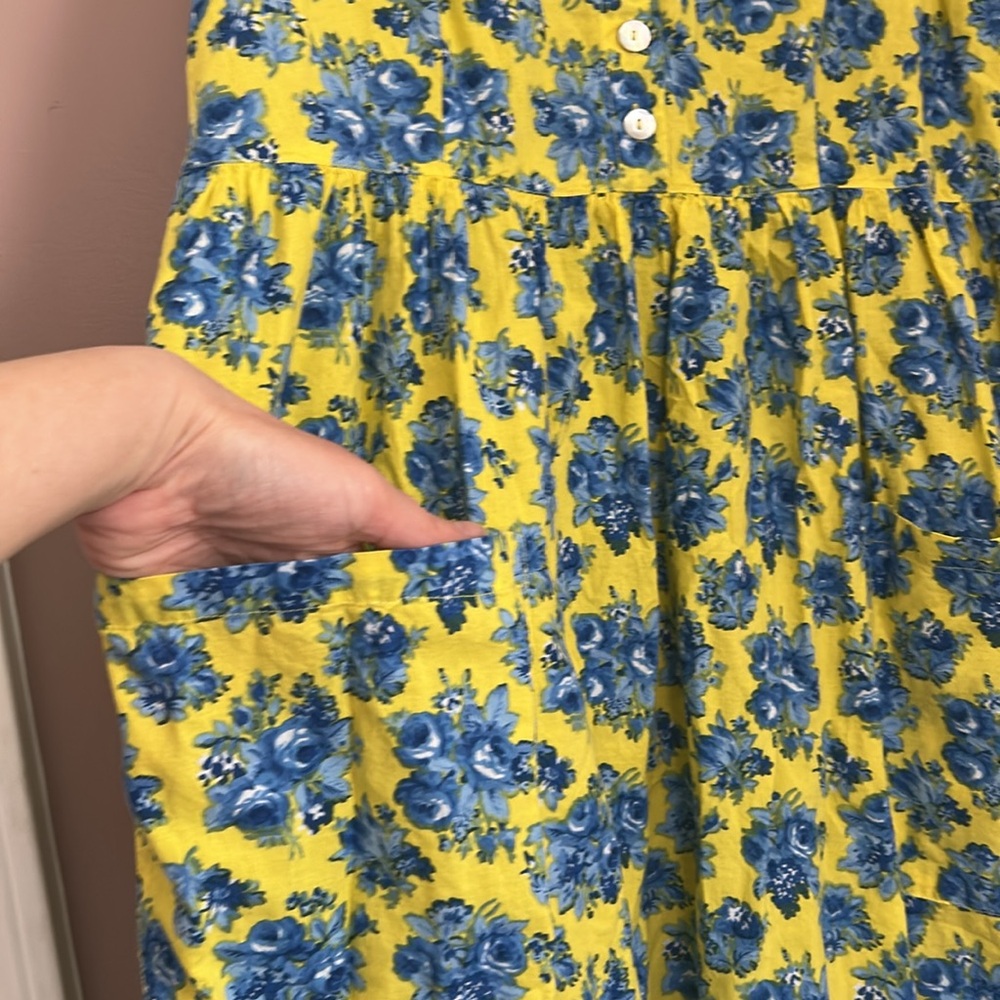 April Cornell Floral Blue Sleeveless Boho Adjustable Straps Maxi Dress Size S - Picture 7 of 10